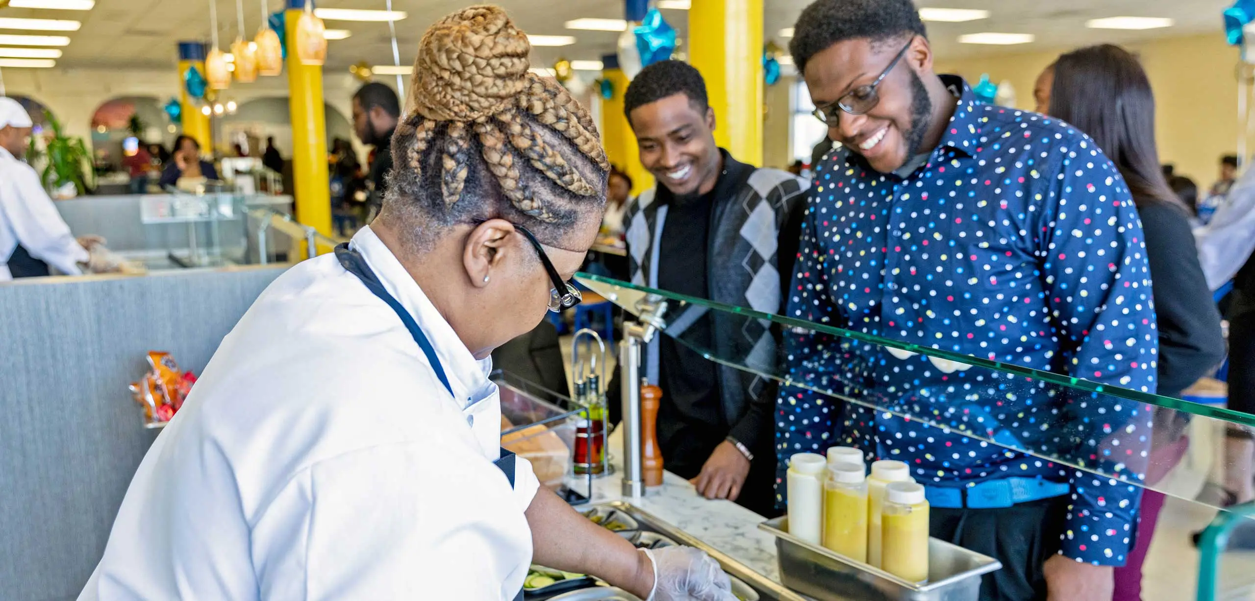 Students in cafeteria line